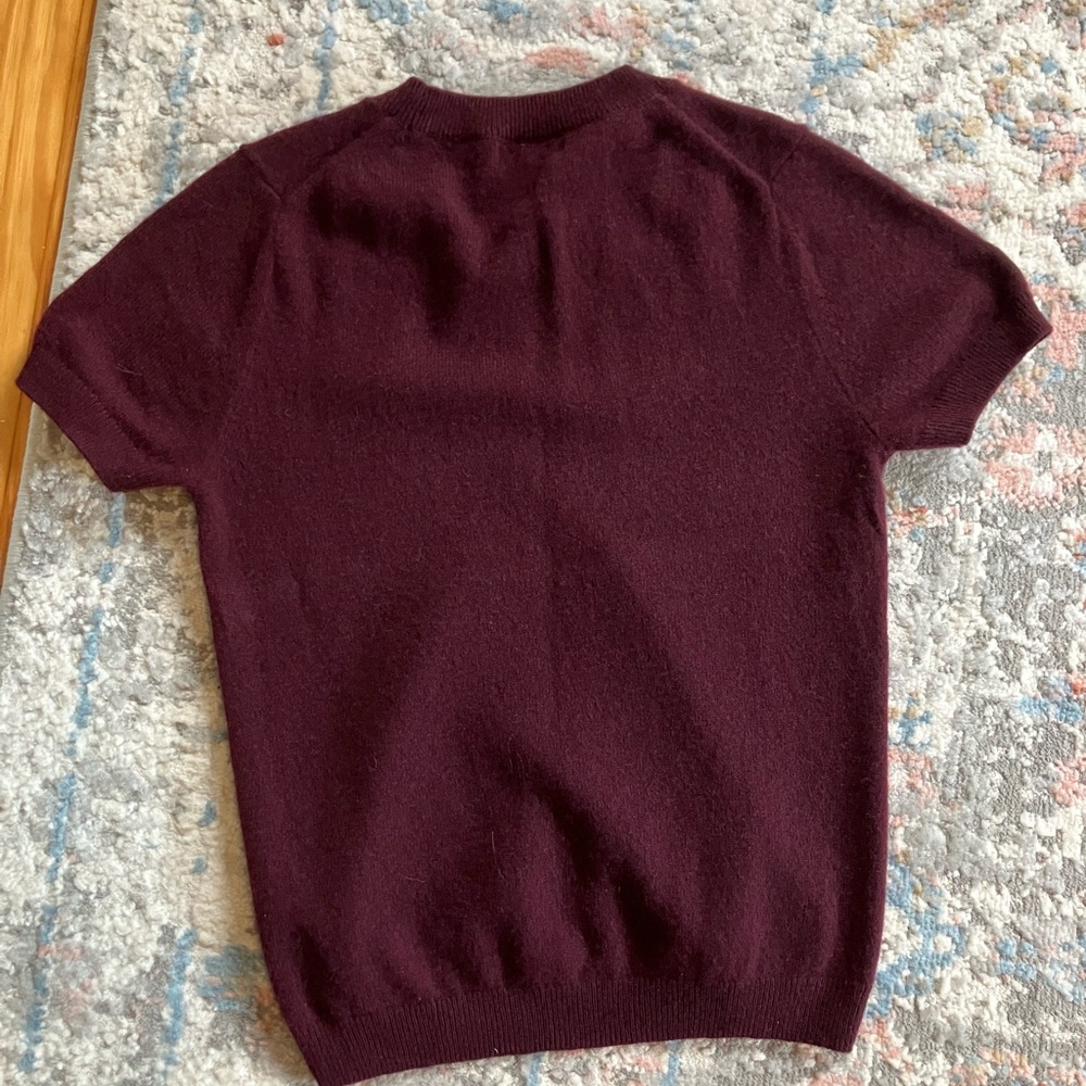 Quince Women's Mongolian Cashmere Tee Rich Burgundy - Picture 2 of 3